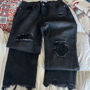 Black Distressed Boyfriend Jeans